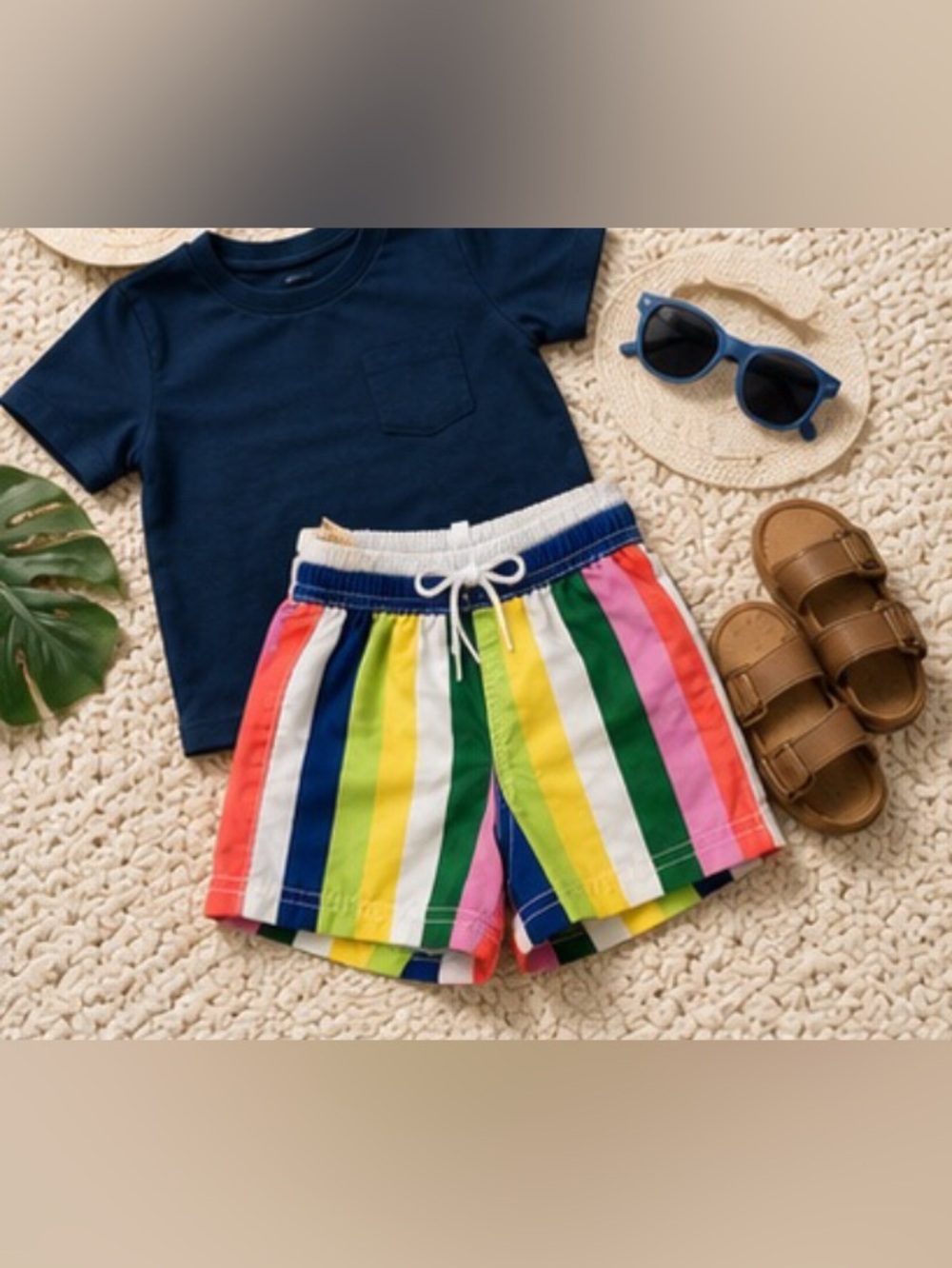 Janie and Jack x Kaavia James Rainbow Swim Trunks Size 6-12Months